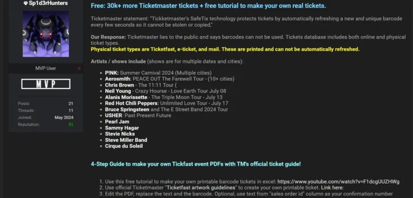 TicketFast Print-at-Home Tickets Leaked in Ticketmaster Data Breach