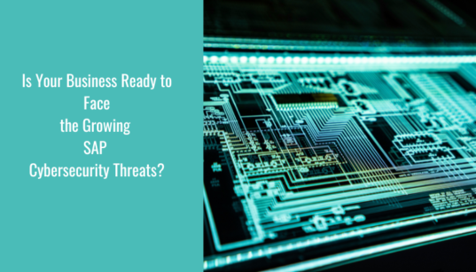 A digital circuit board symbolizing the intricate vulnerabilities of SAP systems with the text 'Is Your Business Ready to Face the Growing SAP Cybersecurity Threats?' Highlighting the urgency to address cybersecurity gaps in enterprise software.