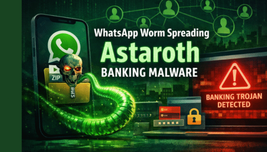 WhatsApp worm spreading Astaroth banking malware through a malicious ZIP file targeting online banking users