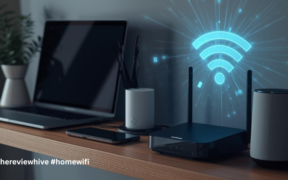 Home Wi-Fi router securely connecting multiple devices in a modern household network environment.