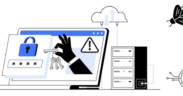 Cybersecurity dashboard illustrating a brute-force attack against password manager accounts.