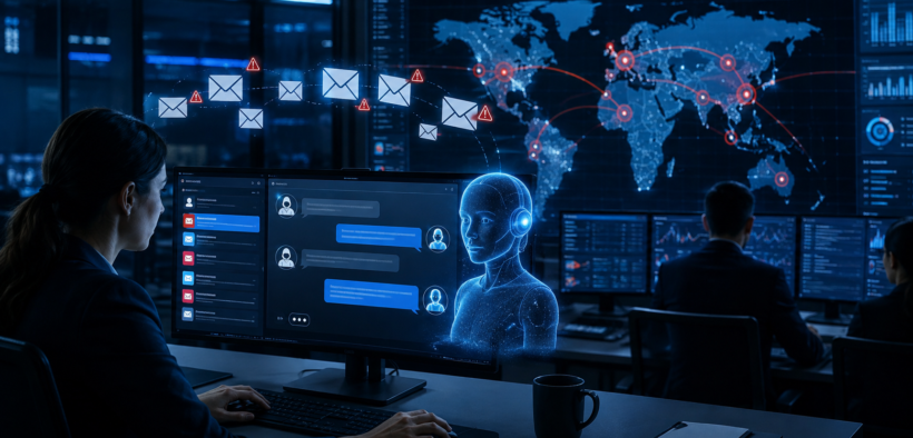 ScamBuster AI collecting threat intelligence from phishing emails using artificial intelligence.